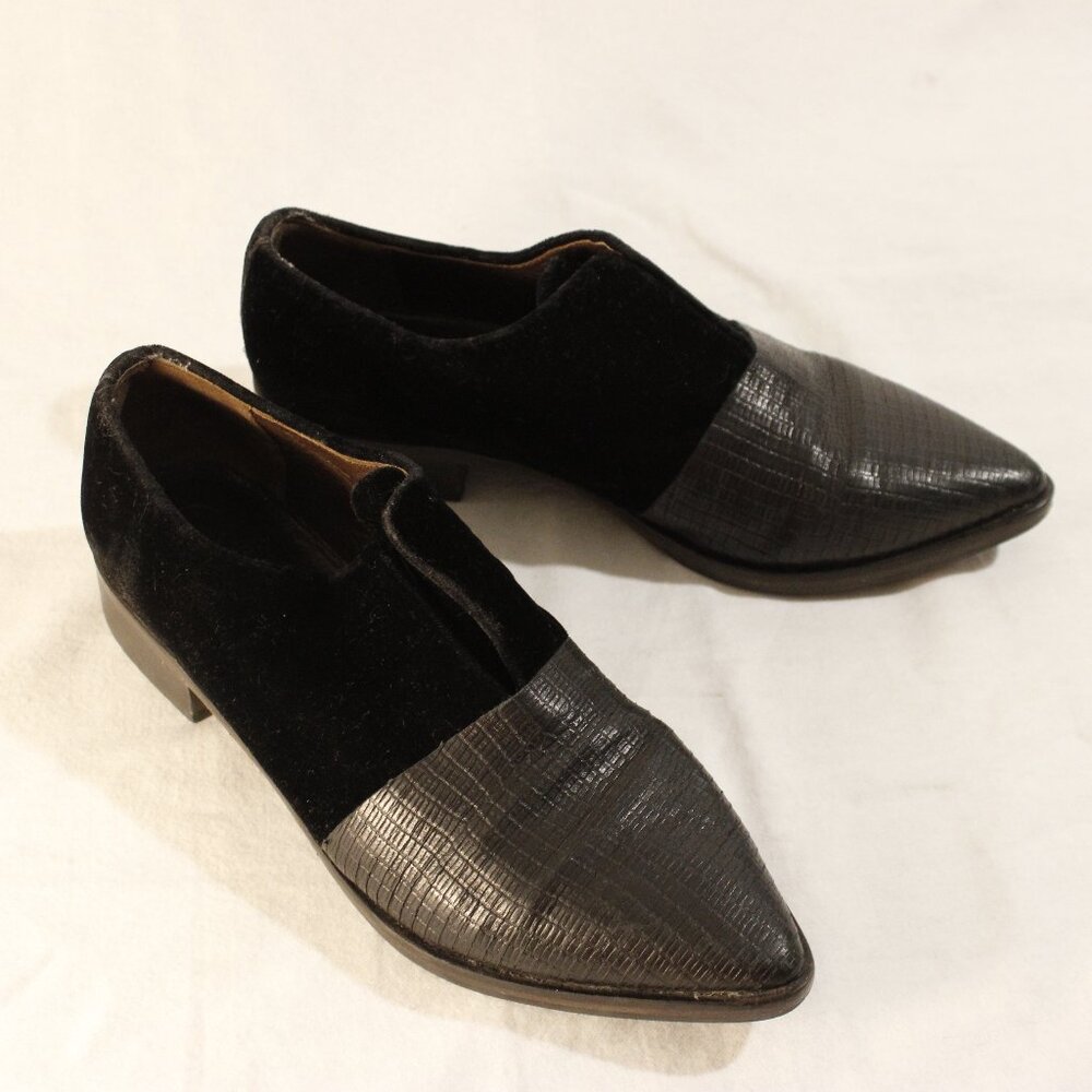 Coclico - Albaz Velvet Mix Loafers - Black Velvet and Leather Oxfords - Size 37